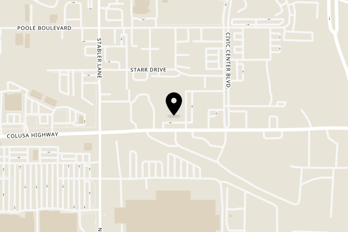 Map showing the location of Las Brasas Méxican Restaurant on 1529 Colusa Hwy Suite 1 in Yuba City